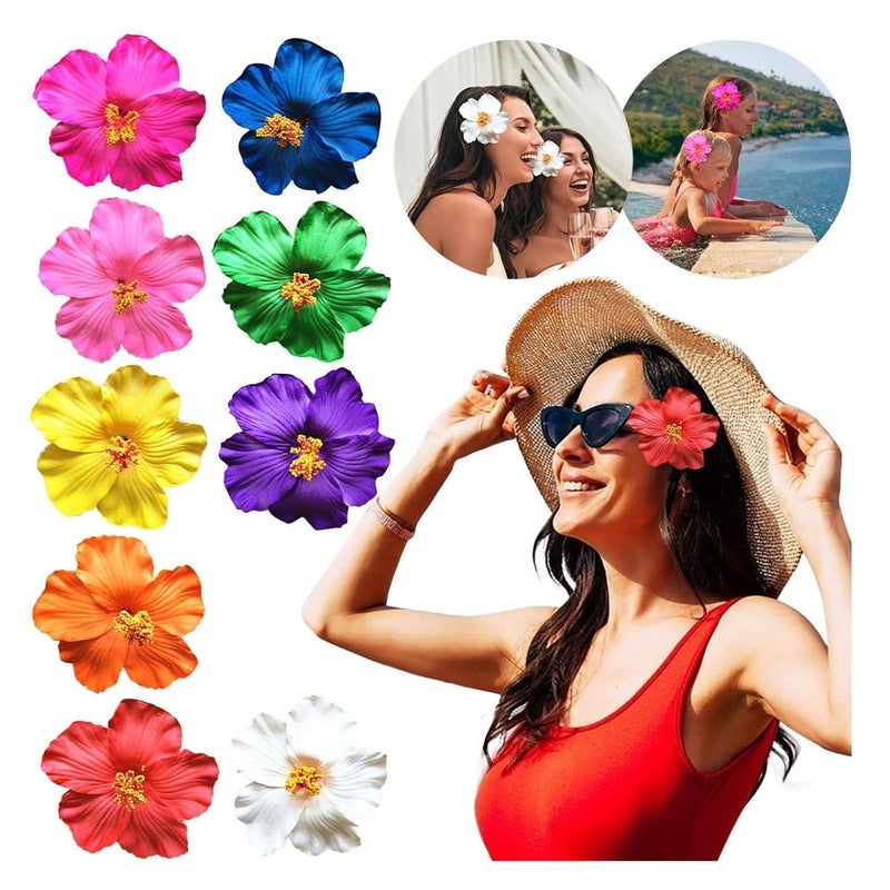 YSSZAM 1PC Red Hawaiian Flower Hair Clip for Women Girls Fashion Bohemian Flowers Hair Accessory for Dancer Bridal Wedding Beach Party 8 cm - Image 3